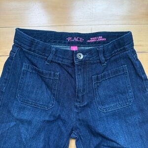 The Children's Place 100% Cotton Dark Wash Denim Navy Wide Leg Jeans